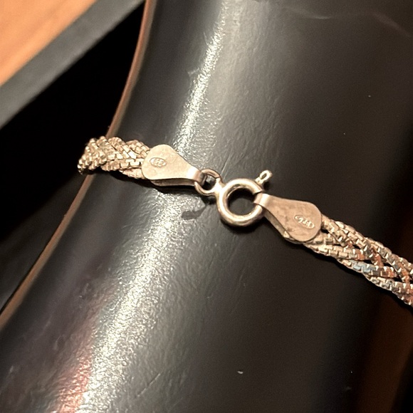 Classic Sterling Silver 3 Strand Woven Braided Bracelet - Picture 3 of 3